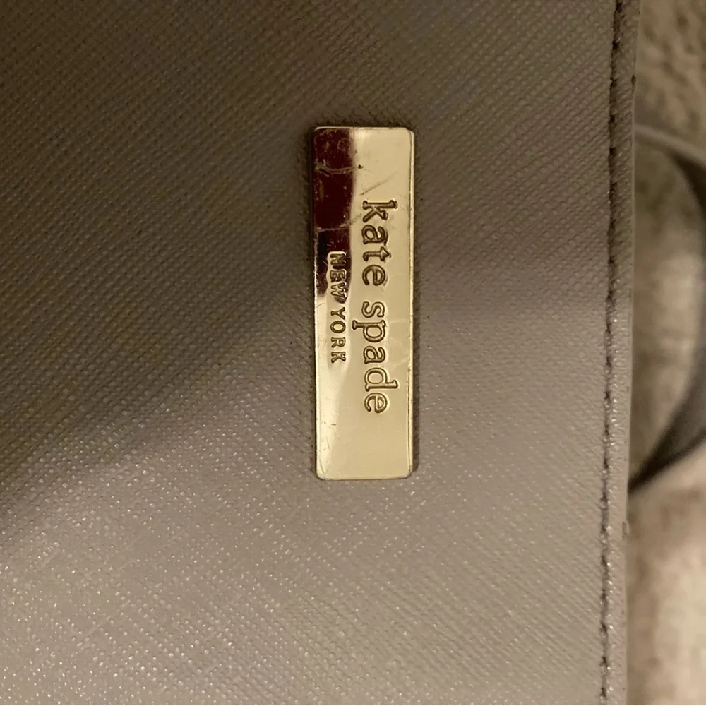 Kate Spade Gray Leather Double Handle Purse - Picture 3 of 10